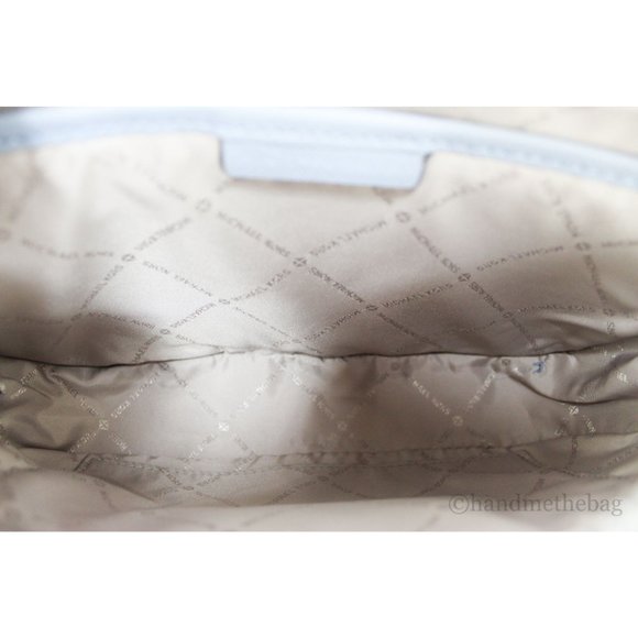 NWT Michael Kors Jet Set Large East West Pale Blue Leather Chain Crossbody Bag - Picture 9 of 10